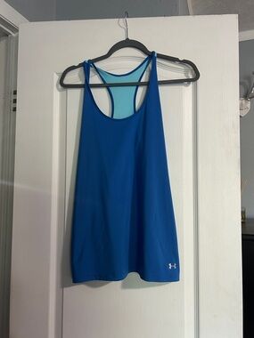 Under Armour Blue Athletic Racerback Tank with Light Blue Liner